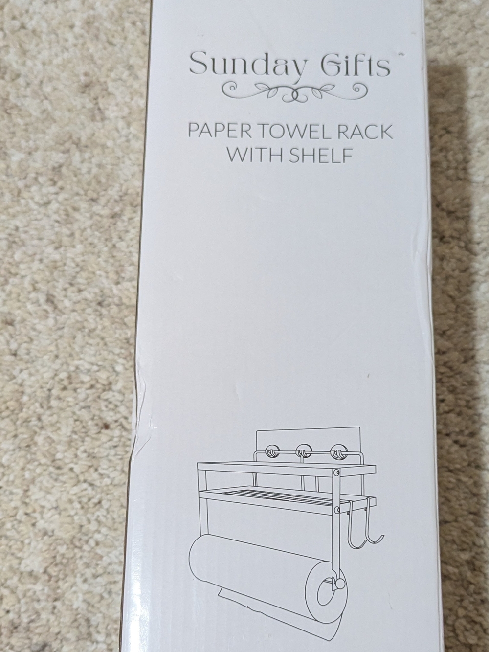 White Paper Towel Rack with Shelf
